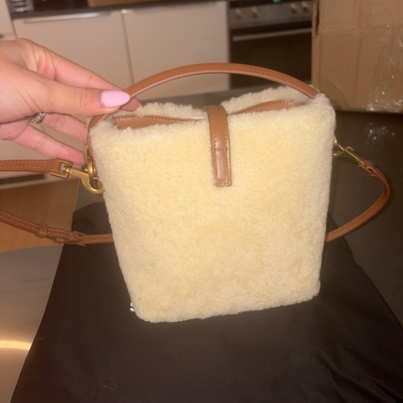 Saint Laurent Shearling Crossbody Bag in Cream and Tan - Picture 4 of 8